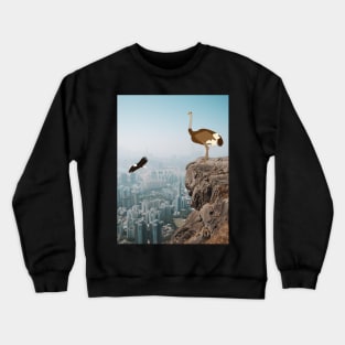 Ostrich standing on Cliff Crewneck Sweatshirt